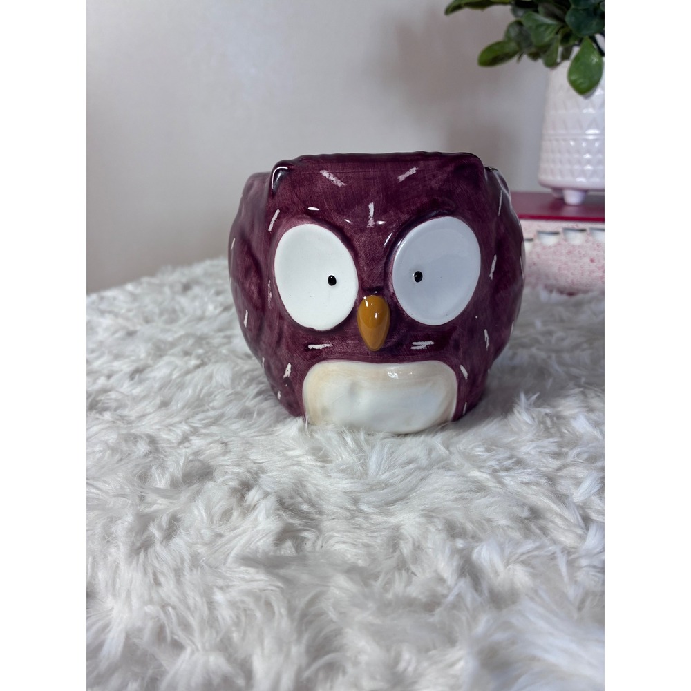 Pier 1 Imports Brown Spotted Owl Mug Hand Painted Earthenware 3D Coffee Cup